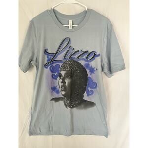 Pale Blue Special Hearts Airbrush Lizzo T-Shirt Unisex sz Large hip-hop R&B soul